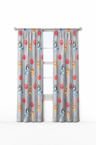 Jay Franco Bluey Kids Room Window Curtain Panels 42 x 63 Inches Decorative Bedroom & Playroom Drapes Rod Pocket Polyester Curtains Set of 2