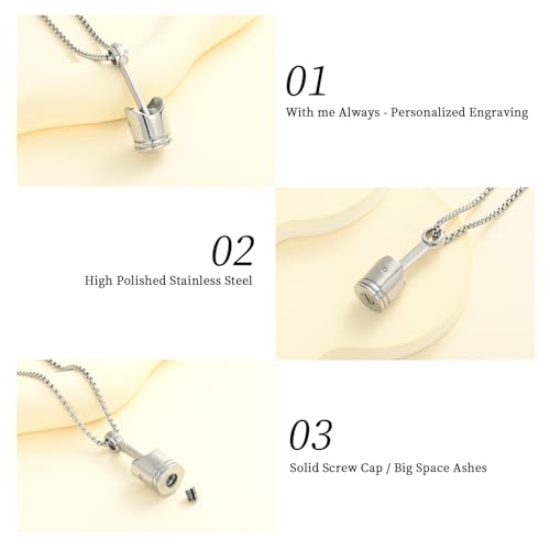 Car Parts Stainless Steel Piston Cremation Urn Necklace For Men Keepsake Memorial Jewelry Hold Ashes3