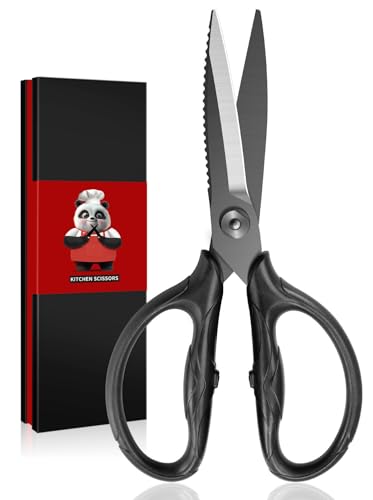 SHAN ZU 8.4" Titanium Heavy Duty Kitchen Scissors - Japanese 5Cr15MoV Stainless Steel Shears, All Purpose Detachable Shears for Meat/Herbs/Poultry, Dishwasher Safe, Gift Box Included (Black)