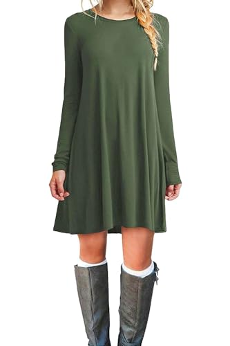 Image of TOPONSKY Women's Casual Plain Simple Loose Flowy Short-Sleeve T-Shirt Dress