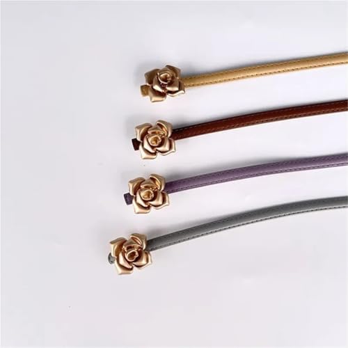 1.0cm Rose Genuine Leather Gold Belt Women Fashion Cowskin Flower Thin Belts Female Jeans Dress Waistband3
