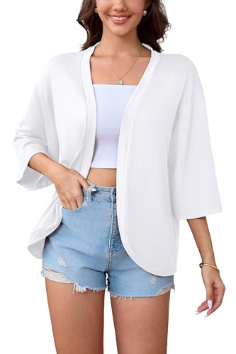 Cardigan Sweaters for Women Soft Open Front Cardigans Casual Lightweight 3/4 Bell Sleeve Cover Ups