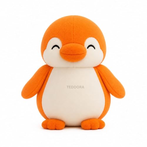 Image of Shy Penguin Soft Toy for Girls Boys Kids,Orange,Penguin Animal Plush Stuffed Baby Teddy Gift Birthday, 18cm