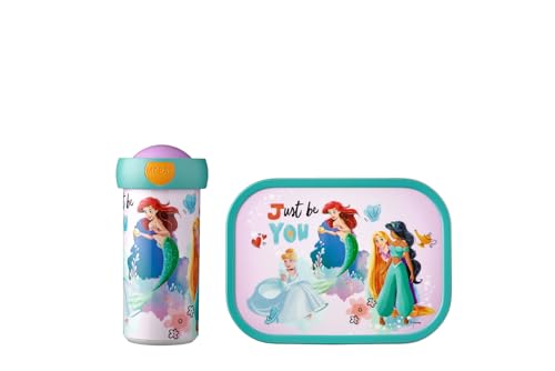 Mepal - Set Déjeuner Campus - Set Déjeuner pour Enfants avec Tasse et Panier-repas - Set Déjeuner pour L'école - Lavable au Lave-vaisselle et Sans BPA - 300 ml + 750 ml - Disney Princess