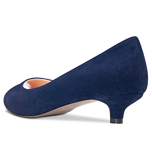 HEUIVZAR Pumps for Womens Open Peep Toe Low Kitten Heel Slip On Suede Casual Comfort Dress Shoes 1.5 Inch3