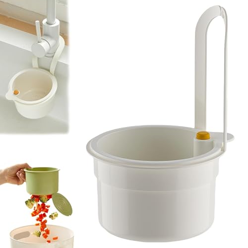 SHOPPOFOBIX Kitchen Sink Drain Basket, Double Layer Strainer Food Waste Filter Baskets,Hanging Sink Drains Holder,Detachable Strain Basket, Easy to Clean (White)