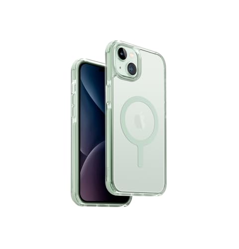 UNIQ Coque de téléphone de combat compatible avec iPhone 15 Plus, charge magnétique MagClick compatible (crème)
