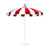 California Umbrella 8.5' Rd. Pagoda Style Patio Umbrella, White Pole, Red/Natural