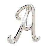 [Ｃｒｅａｍ ｄｏｔ．] クリームドット ブローチ イニシャル アルファベット ピンバッチ 2タイプ 艶 マット 筆記体 手書き風 普段使い ワンポイント 【A×艶シルバー】