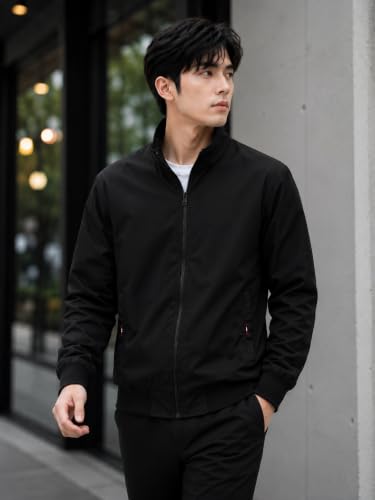 Image of TAGAS Men's Regular Jacket Fit For Casual Wear || Low-Cut Standing Collar || Full Sleeve | Stylish Jacket For Men ||Regular Fit Zip-Up Casual jacket|| bomber jacket for men(MJ-9015)