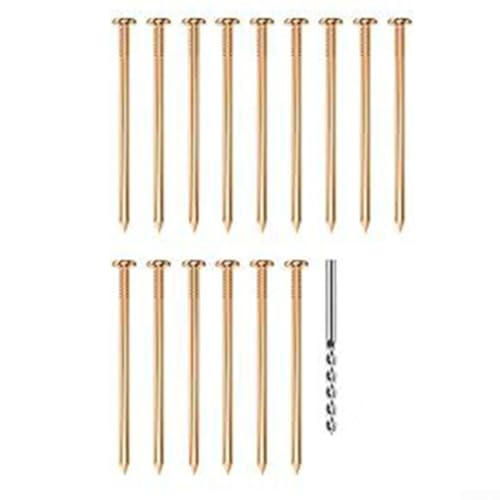 Oniissy Kit completo de clavos de cobre para un tratamiento eficiente del tocón y control del crecimiento, kit completo de extracción de tocones con clavos de cobre y broca (15 piezas)