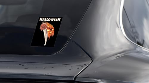 Image of Elektroplate Michael Myers Slasher & Pumpkin Dynamic Car Decal Set of 2 | Officially Licensed Halloween, Weatherproof Automotive Grade Horror Movie Vinyl Sticker for Water Bottle, Laptop & More
