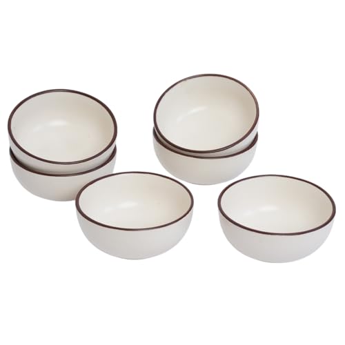 Image of Freakway Premium Ceramic Cream Bowl Set of 6 - Smooth Finish, Microwave & Dishwasher Safe