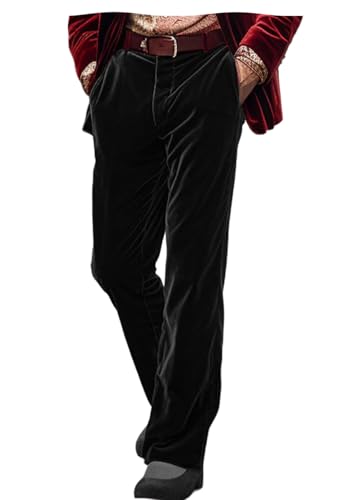 VENNYNG Men's Dress Pants Velvet Trousers Casual Straight Leg Business Daily Holiday Black Navy Burgundy
