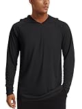 TACVASEN Men's Sun Shirts Hoodie UPF 50+ Rash Guard SPF UV Hooded Long Sleeve Dry Fit Fishing Hiking Lightweight Black