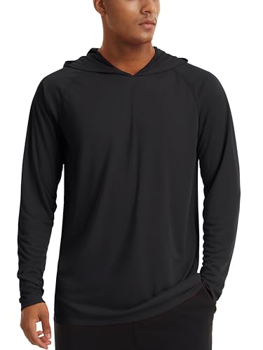 Tacvasen TCLT-212-BLACK-XL Men'S Sun Shirts Hoodie Upf 50+ Rash Guard Spf Uv Hooded Long Sleeve Dry Fit Fishing Hiking Lightweight Black cover