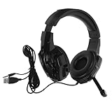 BIUDECO シーゲーミングヘッド 有線 マイク付き 発光デザイン コンピューターゲーム用 ヘッドホン 通気性イヤーマフ 長快適装着