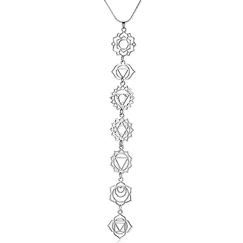 Spiritual Chakra Necklace for Women Trendy Long Chakra Necklace Y Pendant Drop Dangle Necklace for Women Charm Chain Choker Necklace Halloween Christmas Jewelry Gift for Women (Include Gift Box)