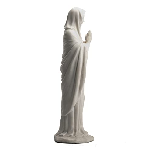Estatua Virgen María Resina Blanco Mármol 11.75 in miniatura 3