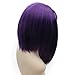 iwonawig Iewig Short Bob Straight Wig Half Hand Tied Purple Synthetic Lace Front Heat Friendly Fiber