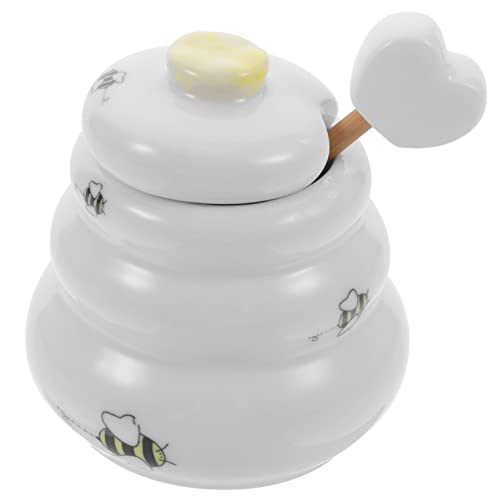 GRIRIW Honey Storage Jar Lids Ceramic Honey Pot 120ml for Home and Restaurant