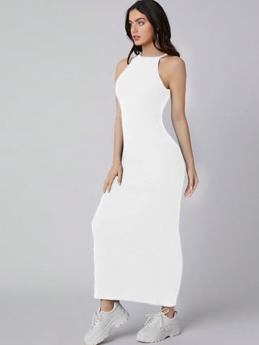 Image of Aahwan Pink Solid Halter Neck Solid Bodycon Midi Dress for Women's & Girl's
