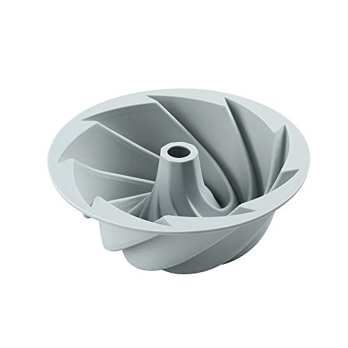 Silicone 6" Fluted Bundt Pan Grade Round Cake Pan Non-Stick Flower Cake Pan Mold for Bundt Cake, Pound Cake Grey