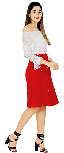 SKY FLY Girls Off Shoulder Fit & Flare Dress Red 11-12 years 1