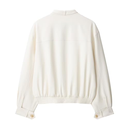 Women's Elegant High Neck Jacket with Buttoned Detail, Front Pockets, Elasticated Hem & Hidden Zip Closure2