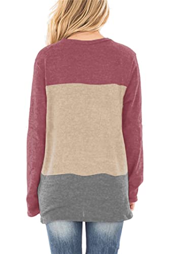 Image of Sieanear Womens Casual Long Sleeve T-Shirts Twist Knot Front Tunic Tops