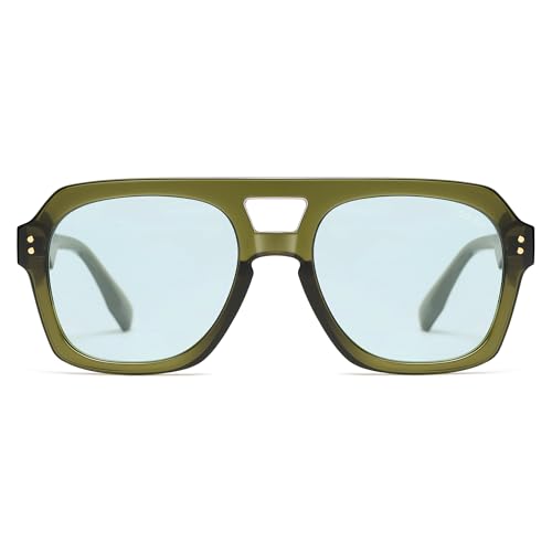 Image of SOJOS Retro Thick Polarized Aviator Sunglasses for Women Men, Large Trendy Bold Square Pilot Shades SJ2385