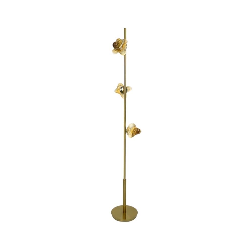 YHxFlux Lighting Golden Glass Floor Lamp Beside the Bed