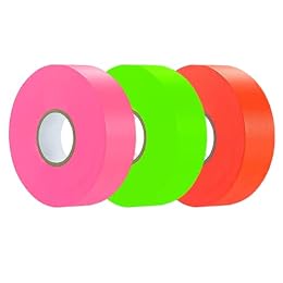 3 Pack Flagging Tape Assorted Colors, Non-Adhesive Marking Tape, 1"*600ft