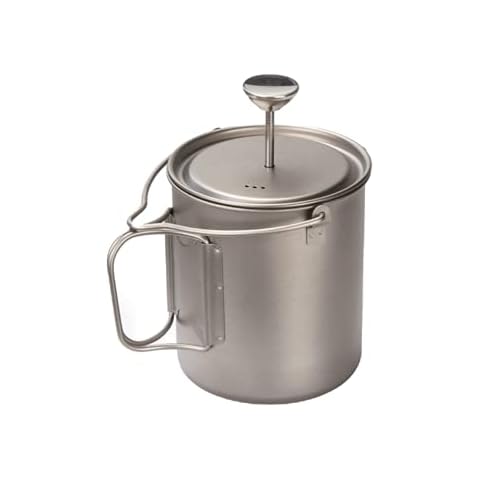 BIVOUAC 750ml Titanium Cup Camping Press Coffee Pot Outdoor French Press Pot Camping Cup 750ml Titanium Coffee Cup Cover