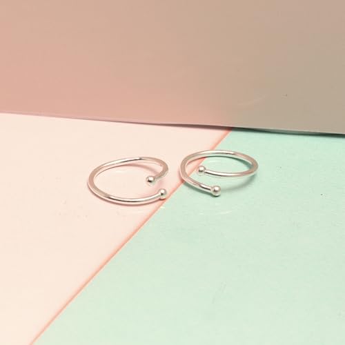 Image of TRUESILVER ACPL 925 Sterling Silver Toe Rings for Women (Adjustable) BIS Hallmarked Minimalist Classic Wave Ball Roman Multi-Design Toering Set | Elegant Foot Jewelry | Gift for Mom, Anniversary