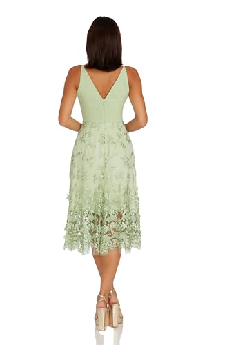 Image of Dress the Population Women's Darleen Sleeveless Plunging Neckline Fit and Flare Midi Dress