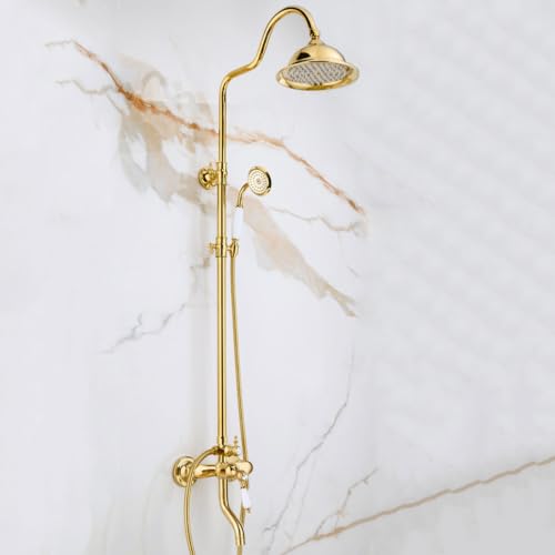 Système de douche encastrable laiton or et colonne de douche rétro classique