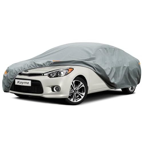 Kayme Heavy Duty Car Cover Custom Fit Kia Forte Koup (2013-2016) Waterproof All Weather for Automobiles, Full Exterior Covers Sun Rain UV Protection.�