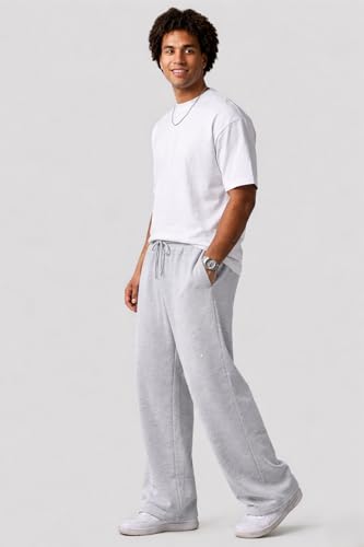 Image of Pure Cotton Men's Baggy Lower | Lower for Man Loose Fit with Pockets & Elastic Waist I Baggy fit Lowers for Gym, Jogging & Casual Wear