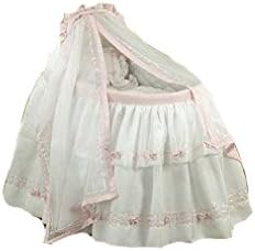 BabyDoll Baby Regal Bassinet Liner & Hood, White with Pink Trimming, 16" x 32"