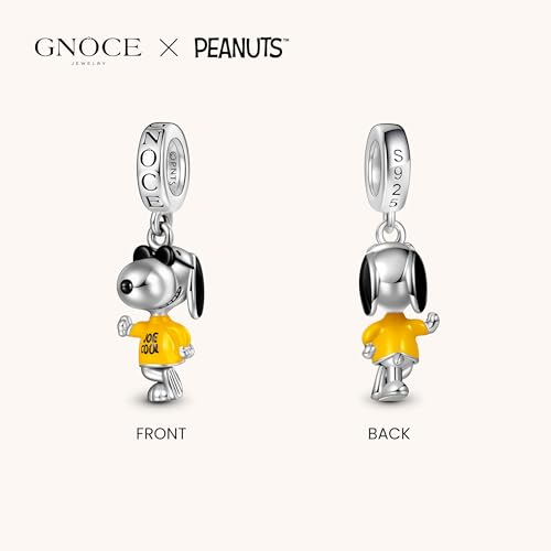 GNOCE Peanuts Snoopy Joe Cool Dangle Charm Bracelet for Women, S925 Sterling Silver Dangle Charms for Women Wife, Valentine‘s Day, Mother’s Day Jewelry4