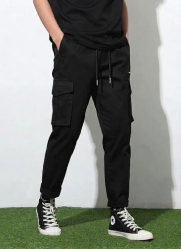 Image of GRECIILOOKS Men's Cargo Pants | 6 Pocket Cotton Cargo Joggers for Men | Loose Fit Stylish Pant with Pockets | Casual Baggy Trousers & Streetwear Lower