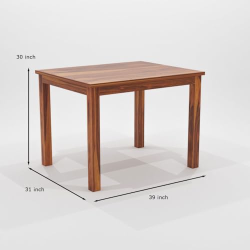 Image of Wooden Solid Sheesham Wood Dining Table 4 Seater | Dining Table Set with 3 Chairs & 1 Bench | Home Dining Room Furniture sheesham Wood Dining Table 4 Seater | sheesham Finish
