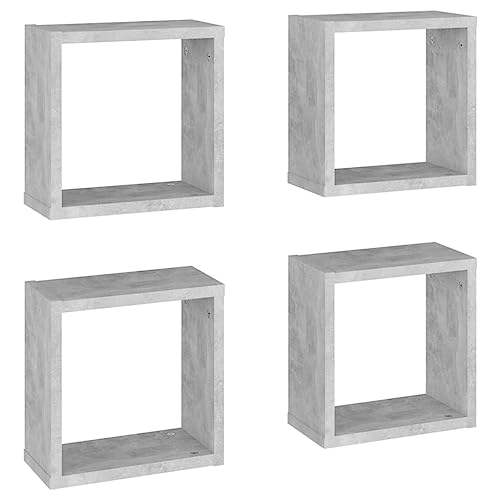 JHQHSM Mensole Parete a Cubo 4 pz Cubo rettangolare da parete Scaffale espositivo Pareti Decorative Grigio Cemento 30x15x30 cm