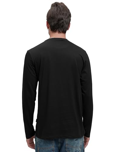 Image of Highlander Men's Regular Relaxed Fitt-Shirt | Round Neck | Full Sleeves | Round Neck | Casual & Trendy | Tshirt for Man | Men Tshirts | Men Stylish Tshirt Black