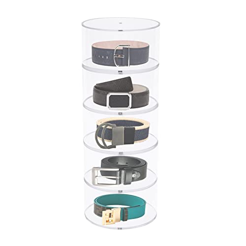 Organisateur de ceinture en acrylique transparent à 5 compartiments - Rangement pour ceintures, bijoux, montres et cravates