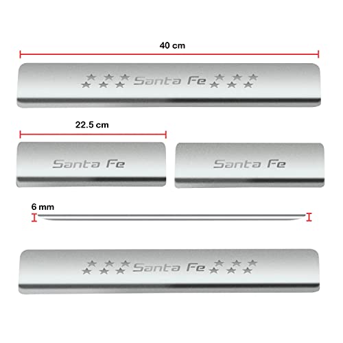 Image of Door Sill /Foot Step Stainless Steel Plates with New Santa FE (Set of 4 Pcs)