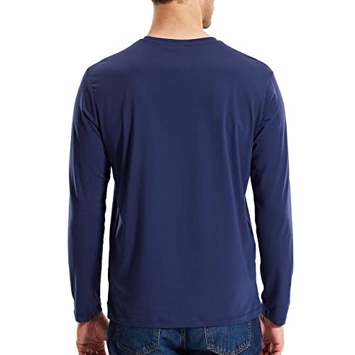 Long Sleeve Tee Shirts for Men Stretch Combed Cotton Soft Tees Shirts Crew Neck Classic Work Casual T-Shirt4