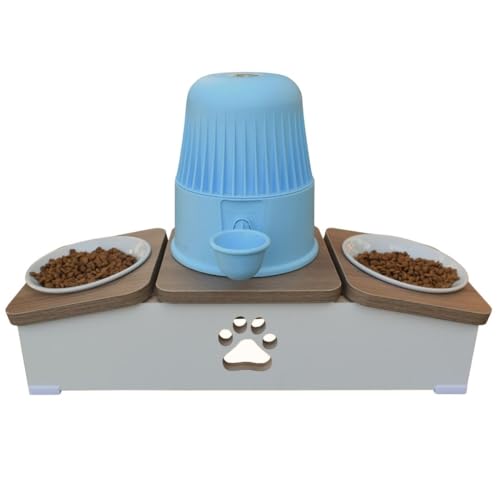 Maderacco Comedouro Elevado Duplo Hibrido Cachorro Base Bebedouro Pet MDF Porcelana