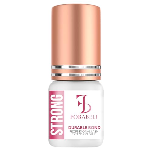 Forabeli Strong Eyelash Extension Glue | Volume Lash Adhesive | 2-3 Second Drying Time | 6 Weeks Retention | for Volume & Classic Lashes | Black, 5ml